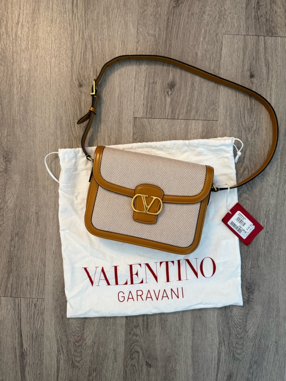 NWT Valentino Garavani Two-Tone Canvas & Leather 9to5 Shoulder Bag retail $3950